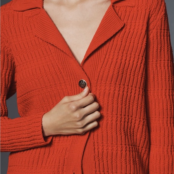 RED POLO CARDIGAN SWEATER. SIZE LARGE - Picture 1 of 6